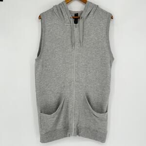 YOGALICIOUS Sweatshirt Vest Hoodie Womens Large Zip Grey Athleisure Sporty Yoga